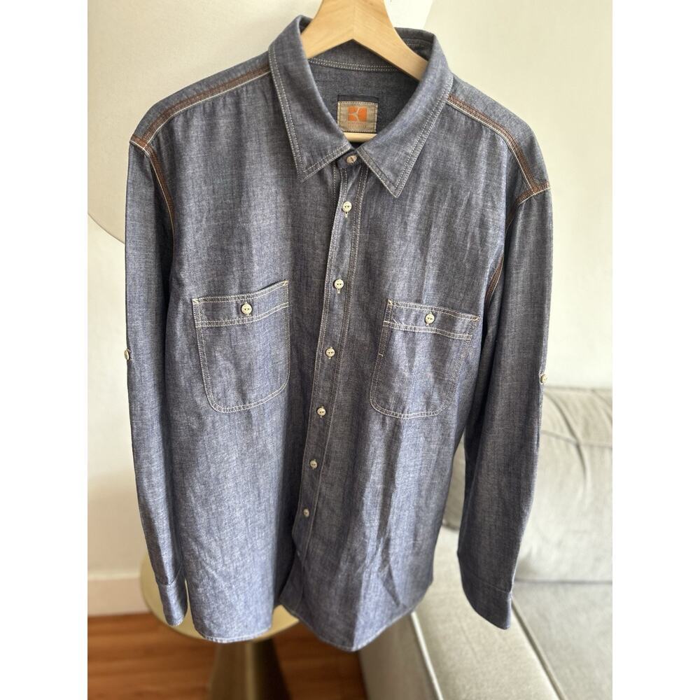 HUGO BOSS Mens Coastal Chambray Shirt XL Preppy Summer Designer